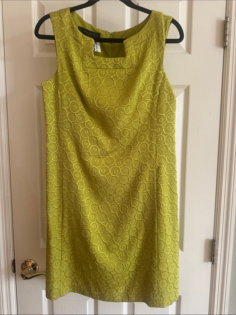 Nine West Chartreuse Sleeveless Mini Dress with Circular jacquard Lace